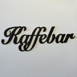 Sort kaffebar skilt med glittereffekt