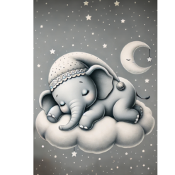 Sovende elefant på sky - A3 - Med din egen tekst