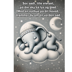 Alternative view of Sovende elefant på sky - A3 - Med din egen tekst